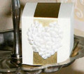 Square Favor Box, Ivory w/ Gold (Set of 10)