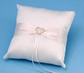 Crystal Heart Satin Bow Ring Pillow