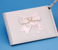 Crystal Heart Satin Bow Guest Book w/Pen