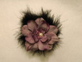 Black Feather Puff with Purple Flower