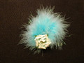 Blue Feather Puff with Blue Flower