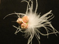 White Feather Puff with Pink Roses