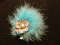 Blue Feather Puff with Sparkle Blue Flower