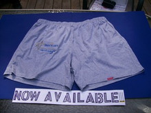 Shown here in 3xl silver polyester blend just so you know we got it all for everyone. Recently all shorts are polyester with micro-mesh. 2 Location embroidery with the service mark on the right side and EST. 2009 neatly located on the left side splitting the seam as close to the bottom as possible. Rear placement is offered here too. This is a model exclusive pair with an enlarged logo to show quality and is available only by request too. The service mark arrives on the bottom right corner now 3"x 2" discreetly for everyday wear-ability.