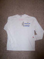 Shown here is a 5.3 oz cotton long sleeve T shirt in white.