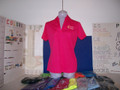 Shown here in exotic pink raspberry with more exotic colors in stock too. Luxurious, silky, and shimmery in appearance these deep v-neck button-less silk touch polos are a top shelf item for your leisure time. Always handle these items with care. They have two location embroidery with the EST.2009 located on the left side cuff first or then the side bottom depending on the size that the embroidery hoops accepts to match shorts/pants. Two mini, two color choice service marks, are used to pick from(3"x2"~). SM always means service mark(logo).