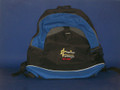 Shown here in Royal blue. This is the option you want when you want durability and size over value. This is our full size standard backpack with 7" depth, 17 & 1/2" length, and 12" wide. It is 600-denier polyester with adjustable padded back straps. There's a top grab handle, a main zipper compartment, front pocket with Velcro (R.) closure(fits a tablet with a case), and a side mesh water bottle pocket. It's got it all. Available in 3 colors to start with cool apple green as an option too! Our company couldn't be more proud of this newly added item because of the quality of the bags and functionality. 
