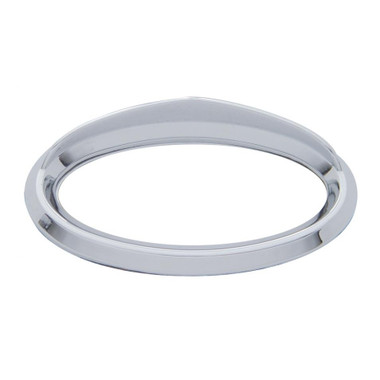 Chrome plastic Peterbilt door emblem bezel with visor