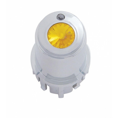 Chrome plastic center A/C control knob with amber crystal diamond