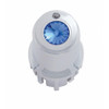 Chrome plastic center A/C control knob with crystal blue diamond