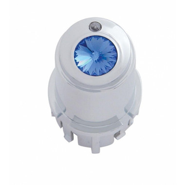 Chrome plastic center A/C control knob with crystal blue diamond