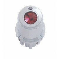 Chrome plastic center A/C control knob with purple crystal diamond