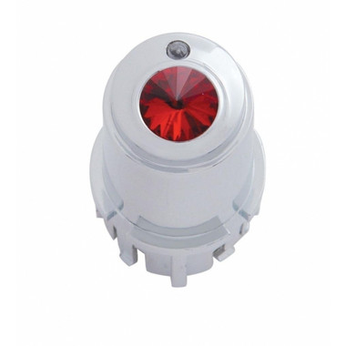 Chrome plastic center A/C control knob with red crystal diamond