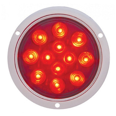 12 LED 4" Deep Dish Stop, Turn & Tail Light - Red LED/Red Lens