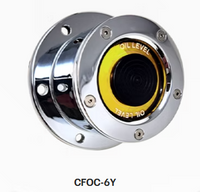 Chrome Plated Billet Aluminum Front Oil Cap Covers​ for 4-1/2" Bolt Pattern with YELLOW WINDOW Sold as a set of 2