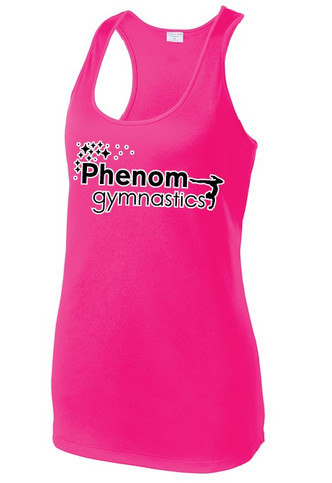 Phenom Gymnastics Ladies Pink Racerback Tank