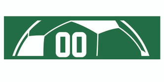 Green stretchy cotton headband with soccer ball design and jersey number 