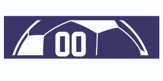 Navy blue stretchy cotton headband with soccer ball design and jersey number 