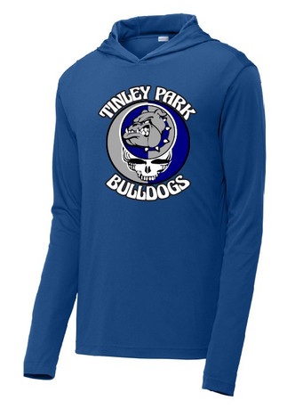 TP Bulldogs Skull Royal Long Sleeve Hooded Performance Shirt