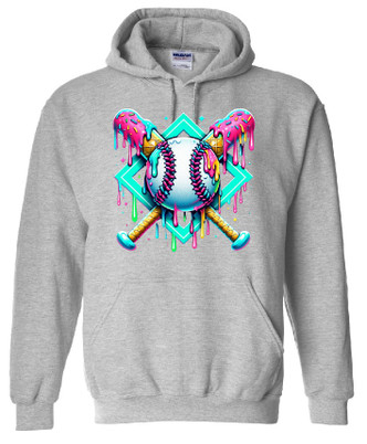 Baseball Drip Sport Gray Hoodie