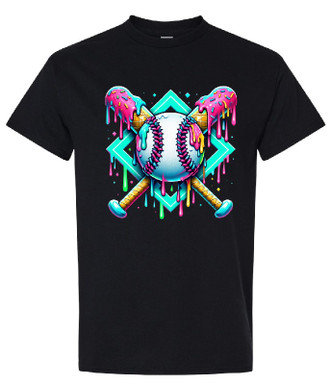 Baseball Drip Premium Performance Black T-Shirt