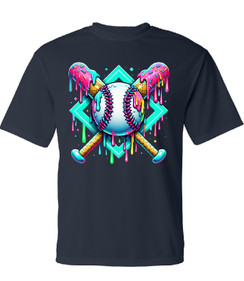 Baseball Drip Premium Performance Navy T-Shirt
