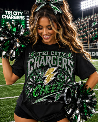 Tri City Chargers Printed Cheer T-Shirt