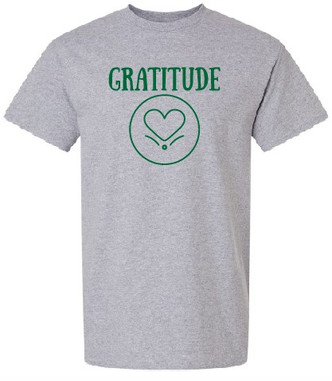 Grey Short Sleeve T-Shirt with Wilson Creek Gratitude logo