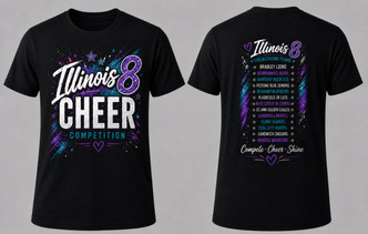 Illinois 8 CHEER COMPETITION Black Cotton T-Shirt 