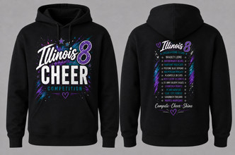 Illinois 8 CHEER COMPETITION Black Hoodie