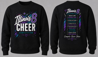 Illinois 8 CHEER COMPETITION Black Crewneck Sweatshirt