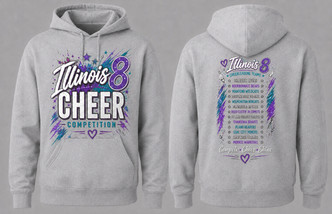 Illinois 8 CHEER COMPETITION Gray Hoodie