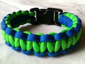 green and blue paracord bracelet