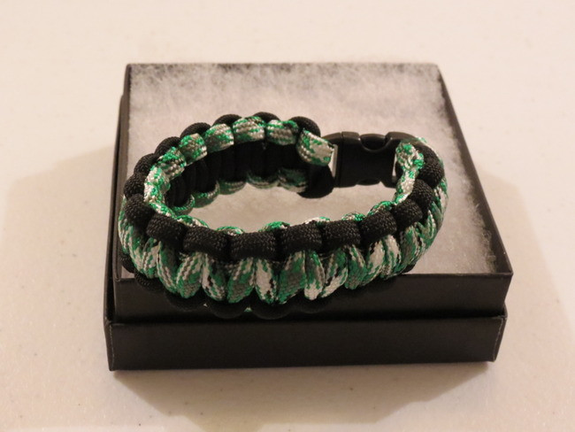 green and black paracord bracelet
