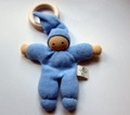 Organic Cotton Baby with Wooden Ring - Blue