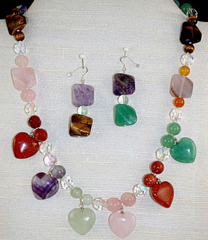 Heart charm necklace set