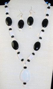 Opalite and Onyx full view necklace