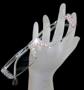 Silver frames w/ Lt.Rose crystals on hand model