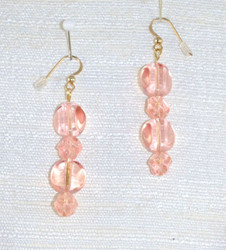 Vintage pink pinched glass earrings
