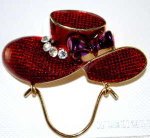 Full view of Whimsical Red Hat Pin
