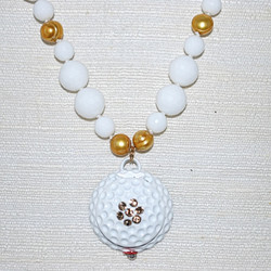 Close up of Pendant Golf Ball, (inside is the watch-lid opens up)
Note the Lt.Topaz Swarovski crystals!