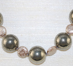 Close up detail of Pyrite beads