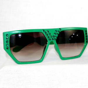 Kelly Green Geo Flat Top over-sized lenses