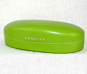 3/4 view of the lime eyeglass/sunglasses hard case