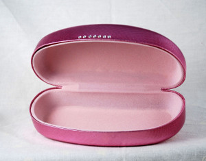 Metallic Pink eyeglass or sunglasses hard case w/light pink flocked interior