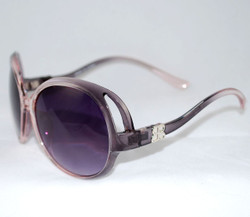 3/4 view of pink/gray sunglasses