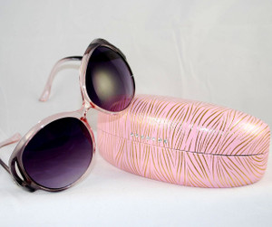 Bling Gold/Pink Clamshell Swarovski crystal sunglasses hard case cover