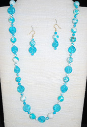 Full view of hand-beaded/knotted necklace set