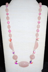 Full view of 30" Rose Quartz necklace