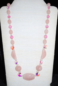 Full view of 30" Rose Quartz necklace